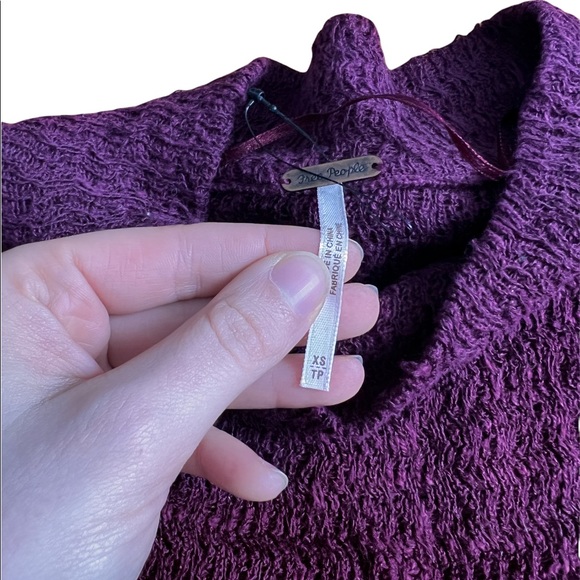 Free People BOHO Wrap Sweater Plum Linen Blend Size XS - Picture 5 of 6